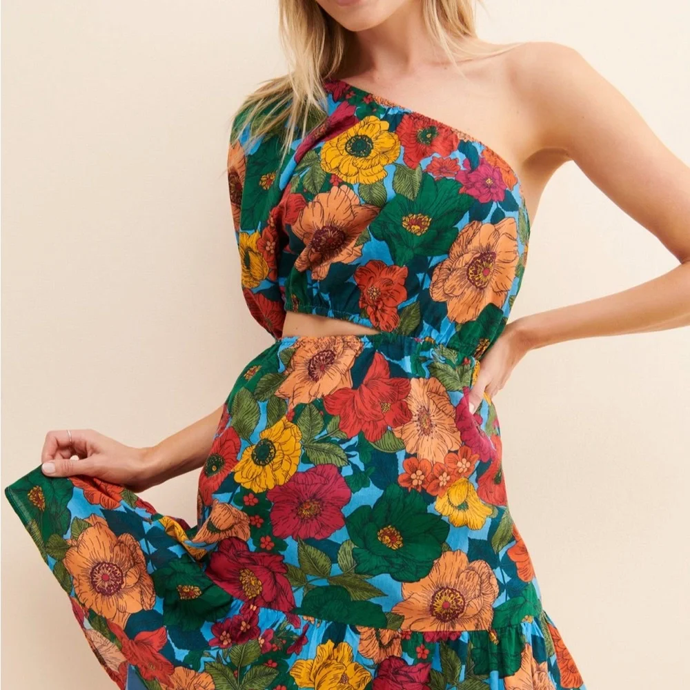 Du Paradis Floral One-Shoulder Dress From Anthropologie - Picture 1 of 1